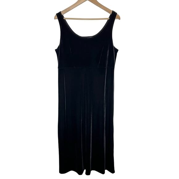 Vintage Womens Velvet Midi Maxi Dress 14 Black Empire Waist Whimsigoth Romantic - Picture 1 of 8